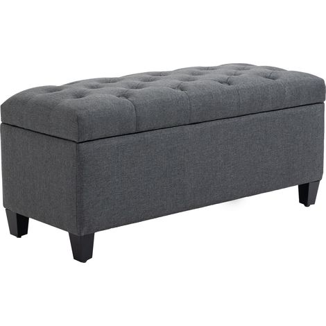 Panca contenitore/pouf/comodino per soggiorno, camera da letto, ingresso, 100 x 40 x 44 cm, grigio scuro