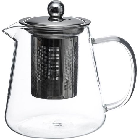 Théière avec infuseur, verre et pichet transparent, grand infuseur à thé.
