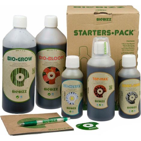 Pack Starter engrais biologique 100% organique – 5 engrais pour enracinement, croissance et floraison – Respectueux de l'environnement – Biobizz