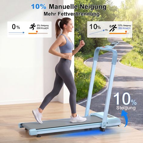 Tapis de course de bureau compacts avec inclinaison, tapis de course portables, tapis de course 2 en 1 pour la marche, la course et le jogging, supportant un poids maximal de 120 kg. (1/4)