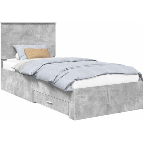 Maison Exclusive - Bettrahmen Beton Grau und Silber 75 x 190 cm H
