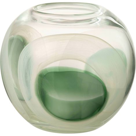 Vase boule en verre vert et transparent - vert, blanc et transparent (1/2)