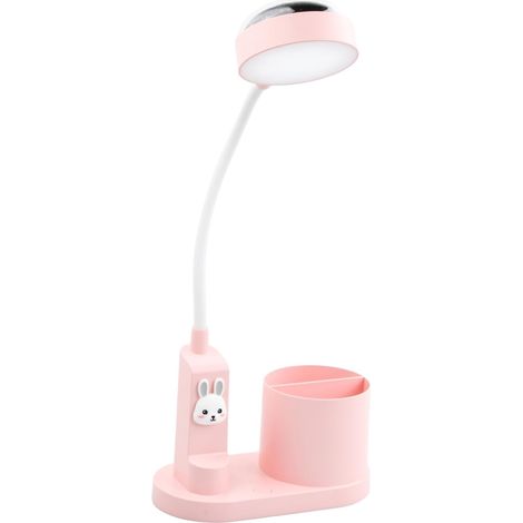 Lámpara de Escritorio LED Recargable, Lámpara Escritorio Infantil con Proyector Estrellas y Portalápices, Lámpara Lectura de Cuello Cisne Flexible, Lámpara Mesa Regulable con 3 Niveles Brillo (1/5)