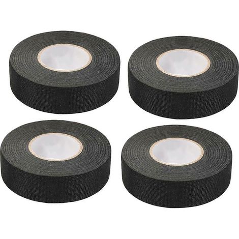 Lot de 4 rouleaux de ruban adhésif noir pour automobile (1,5 cm x 15 m) - Ruban adhésif en tissu pour voiture, ruban adhésif pour faisceau de câbles automobiles (1/5)