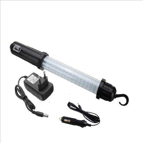 Mechanische Arbeitsleuchte, wiederaufladbare Arbeitsleuchte, leistungsstarke tragbare Arbeitsleuchte, kompakte LED-Taschenlampe für Baustellen mit Adapter und Autoladegerät