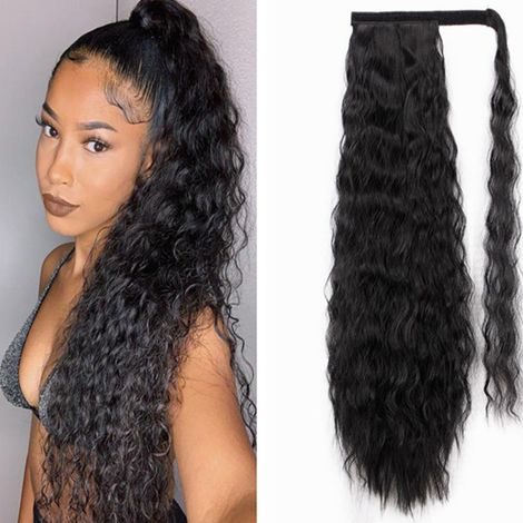 Postiche queue de cheval longue et bouclée avec pince à griffes, extensions de cheveux synthétiques pour femmes et filles (1/5)