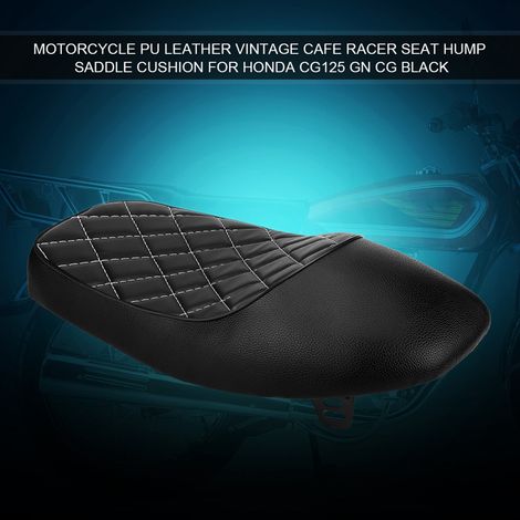 Coussin de selle rétro en cuir PU noir avec bossage pour moto Honda CG125 Cafe Racer (1/5)