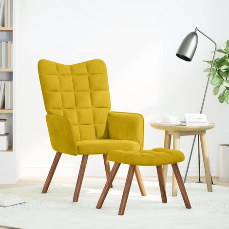 Maison Exclusive - Poltrona Relax con Sgabello in Velluto Giallo