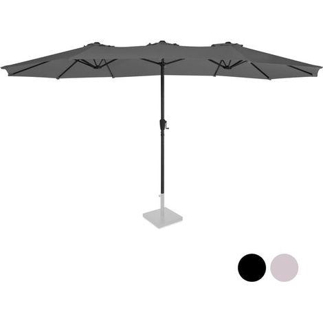 Vonroc – Parasol droit 460x270 cm gris – Toile en polyester épaisse – Indice UPF 50+ pour protection solaire – Mât de 48 mm (1/5)