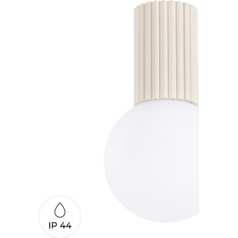 Faretto da soffitto moderno beige scanalato con sfera in vetro bianco per bagno o corridoio 1xG9 8W IP44 HALO Sollux Lighting (1/5)