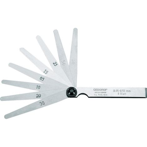 Dickenmessgerät, Lüfter, Stahl, 0,05–0,50 mm, mechanisch