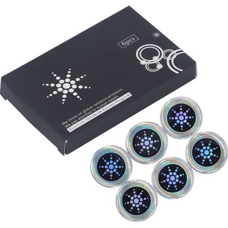 Lot de 6 autocollants de protection contre les radiations, patchs anti-radiations à ions négatifs pour équipements électroniques, couleur argent (1/5)