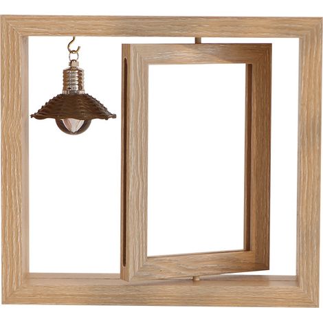 Cadre photo rotatif double face créatif - Cadre photo - Cadre photo 15 cm - Cadre flottant double face - Décoration maison/bureau - Couleur bois naturel - Panneau composite (1/4)