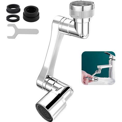 Drehbarer Strahlregler für Wasserhähne – 1-teilig – Kupferlegierung – 1080°-Drehung und Doppelstrahlfunktion – Für Küche und Bad – Chrom (1/5)