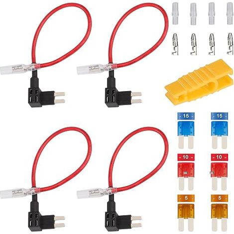 Micro Car Fuse Holder Adapter Blade Holder Add-A-Circuit with 6 Blade Parts 5A 10A 15A 1 Piece Extractor (1/5)