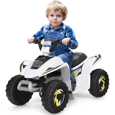 COSTWAY 6V Quad Elettrico per Bambini con Batteria, Mini Quad con Funzione Avanti/Indietro, Velocità Massima 4,6 km/h (Bianco)