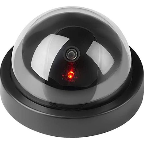 1 caméra de sécurité factice, dôme rotatif 360°, LED clignotante, ABS noir, pour intérieur et extérieur (1/5)