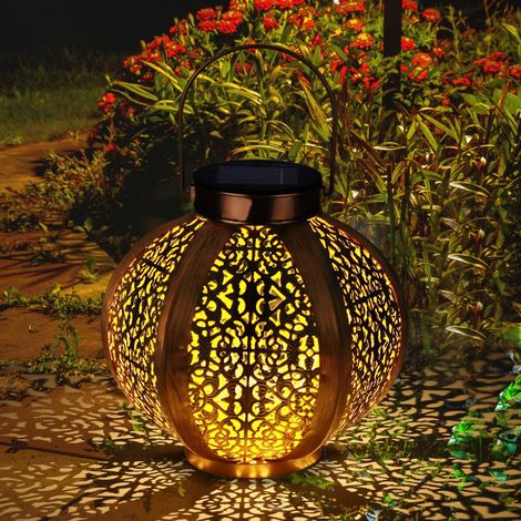 Lampe Solaire Extérieure - Lanterne Suspendue Hexagonale Étanche IP44 - Cadre Métallique - Pour Jardin Terrasse Pelouse Allée - 1 Pièce (1/5)