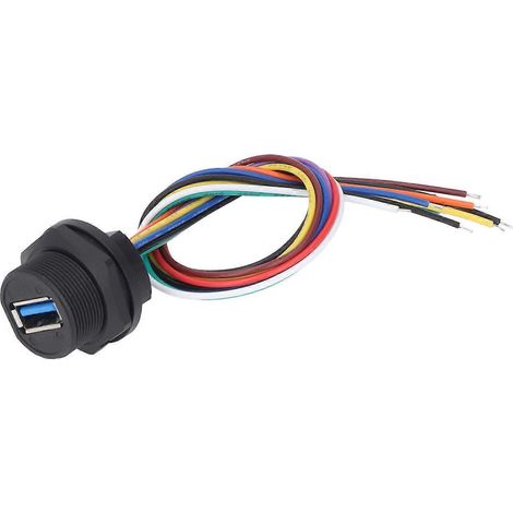 Connecteur USB 3.0 fileté, 5 Gbit/s, étanche IP67, prise USB 3.0 avec câble de 0,2 m, 0,5 A (1/4)