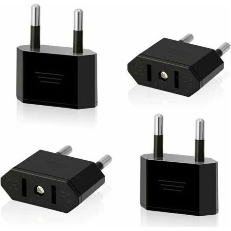 Lot de 4 Prises de Voyage US vers EU Prise USA vers 2 Broches Euro / Allemagne Prise Amérique / Canada / Mexique Prise de convertisseur Adaptateur pour appareils avec Alimentation US (Noir), HA (1/5)