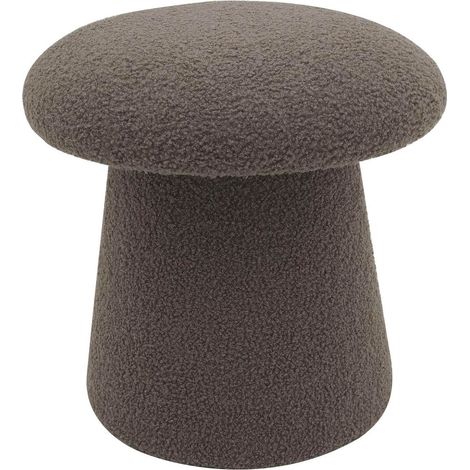 Marvin Pouf in Tessuto Teddy Morbido MUSHY Poggiapiedi Sgabello Imbottito di Design Moderno a Fungo per Camera da Letto, Soggiorno Tortora (1/2)