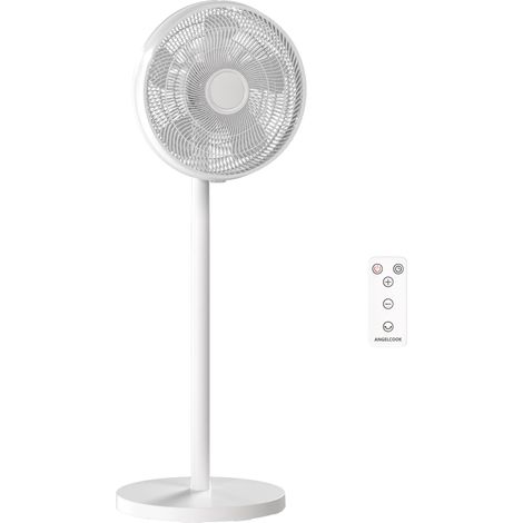 Ventilateur sur pied, ventilateur silencieux avec oscillation à 80°, hauteur réglables, 4 vitesses, minuterie 10H, blanc