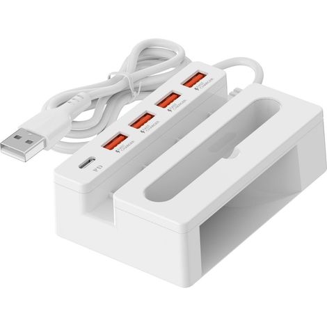 Station 5 en 1 bureau voiture voyage, 4 USB-A Type-C PD support téléphone amplificateur son passif plug-and-play sans Bluetooth (1/5)
