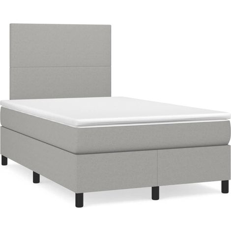 Boxspringbett mit Matratze Hellgrau 120x190 cm Stoff (1/5)