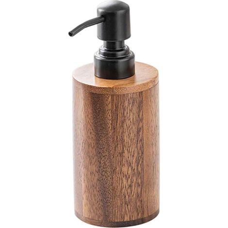 Distributeur Savon - Bois De Noyer - 200 Ml - Tête Pompe - Comptoir Salle De Bain Cuisine - 1 Pièce (1/5)