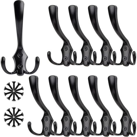 10 Vintage-Türhaken aus Metall, Huthaken, Retro-Doppelhaken aus Metall, Retro-Wandhaken für Küche, Bad und Ankleidezimmer. (1/4)