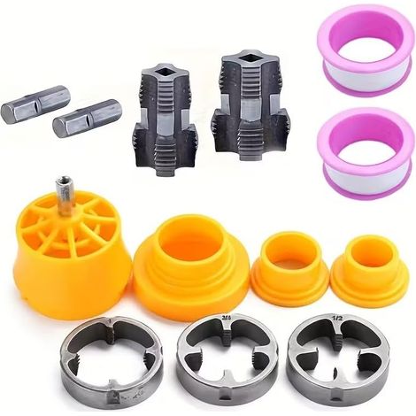 Lot de 13 outils de traitement du filetage de tuyau d'eau, ensemble de tarauds de filetage de tuyau d'eau, ensemble de tarauds en plastique pour tuyau d'eau de 1,27 cm, 1,9 cm et 2,5 cm (1/5)
