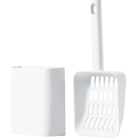 Pelle à litière pour Chat avec Support Kitty Litière Scoop Pelle en Plastique Fournitures de Nettoyage Animal tamisage Scooper poignée Hygiènes pour Maison Toilette Chats (Blanc) (1/5)
