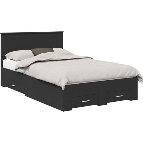 Maison Exclusive - Bettrahmen mit Kopfteil Schwarz 135 x 190 cm H
