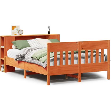 Maison Exclusive - Letto Libreria senza Materasso Marrone Cera 140x200 cm in Pino