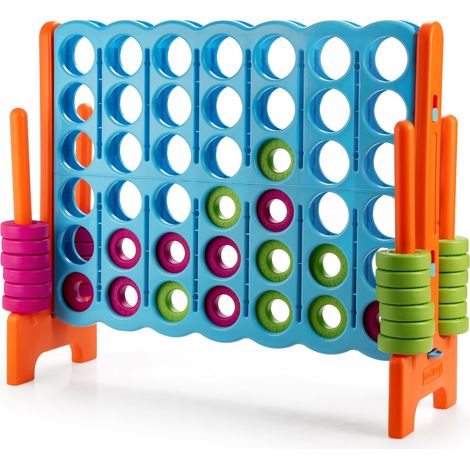 Jeu puissance 4 géant pour intérieur et extérieur 120 x 42 x 104 cm léger et portable esprit d’équipe en plastique bleu et orange (1/2)