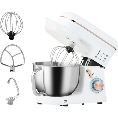 HOMCOM Electric Stand Mixer, 5L Food Mixer with Dough Hook, Whisk, White (1/5)