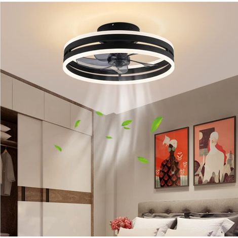 40cm Black Double Layer Ceiling Fan Light Fixed Direction Variable Frequency Remote APP 6 Speeds 220V Box Magnetic For Bedroom Living Room (1/5)