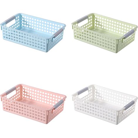 Paniers de rangement en plastique , lot de 4 petits paniers de rangement pour garde-manger, paniers tressés pour étagères