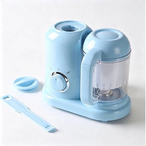 Robot culinaire bleu pour bébé, appareil multifonctionnel pour hacher, cuire à la vapeur et mélanger, préparation et broyage automatiques en une seule étape, sans BPA (1/5)