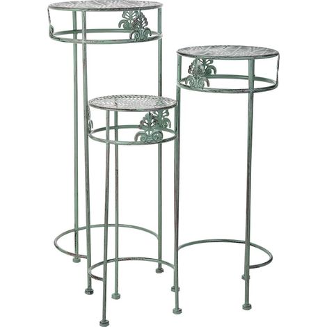 Soporte para macetas verde, 3 piezas, 28x28x69-24x24x59-20x20x49h cm (1/5)