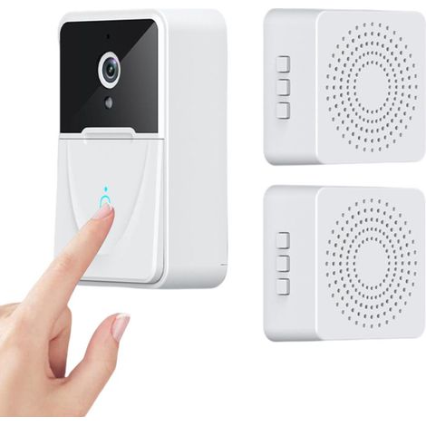 Sonnette Vidéo WiFi Sans Fil Caméra HD Interphone Visiophone avec Carillon Audio Bidirectionnel Installation Sans Perçage (1/5)