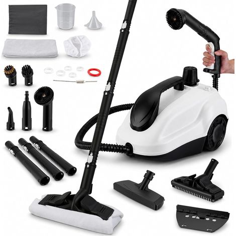 Nettoyeur vapeur manuel 2000 W, 5 bars avec réservoir de 2 l et câble d'alimentation de 3 m de long, vapeur avec vapeur chaude de 106 °C, buses et brosse ronde, pour sol, rembourrage (1/5)