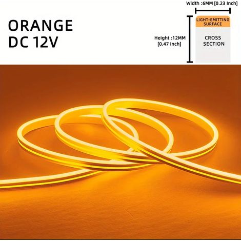 Bande lumineuse LED flexible en silicone néon (JAUNE), étanche pour extérieur
