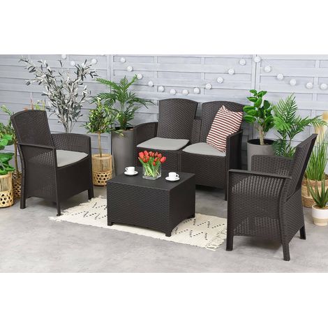 Juego de Muebles para Exterior - Salón al Aire Libre Negro Antracita (1/5)