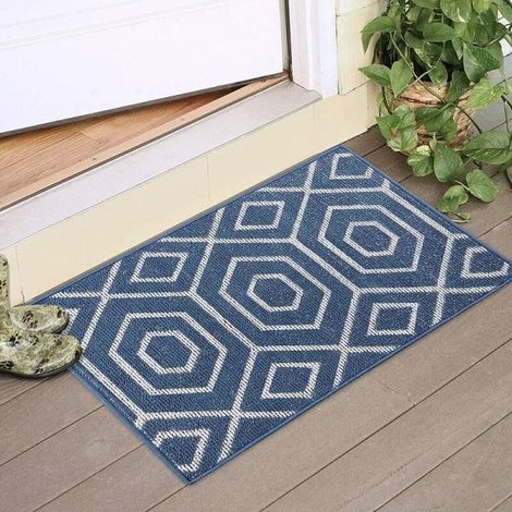 Tapis de sol absorbant Bleu Marine antidérapant avec patin en caoutchouc - lavable en machine (60x90cm) (1/5)