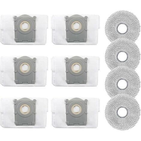FENOPLASTICALot de 10 kits accessoires pour aspirateur Ecovacs Deebot T50 Max /T50 Pro /T50 Omni /T50 Pro Omni /T50 Max Pro, 4 serpillères et 6 sacs à poussière (1/5)