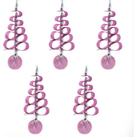 Addobbi natalizi decorazioni per albero di natale palline celeste rosa set da 5 molto belle e particolari - colorigenerali: ROSA (1/4)