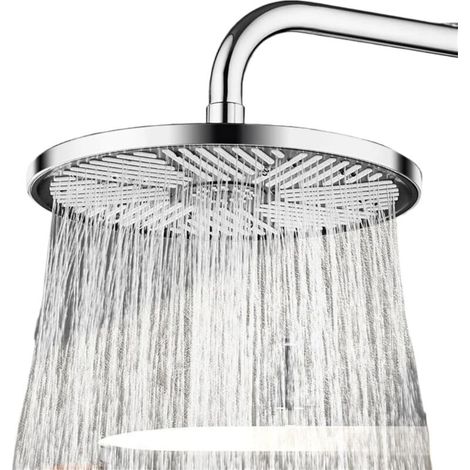 Pommeau de douche haute pression, pommeau de douche extérieur de 25 cm, pommeau de douche à effet pluie rond, argent.