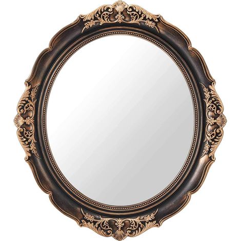 Miroir Mural Ovale - Bronze Antique - Pour Décoration Salle De Séjour Chambre Dressing - 1 Pièce