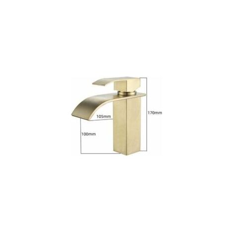 Goldene Wasserfallarmatur für Badezimmerwaschbecken, Warm- und Kaltwassermischung, Edelstahl 304